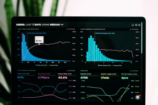 Data visualisation displayed on a computer screen